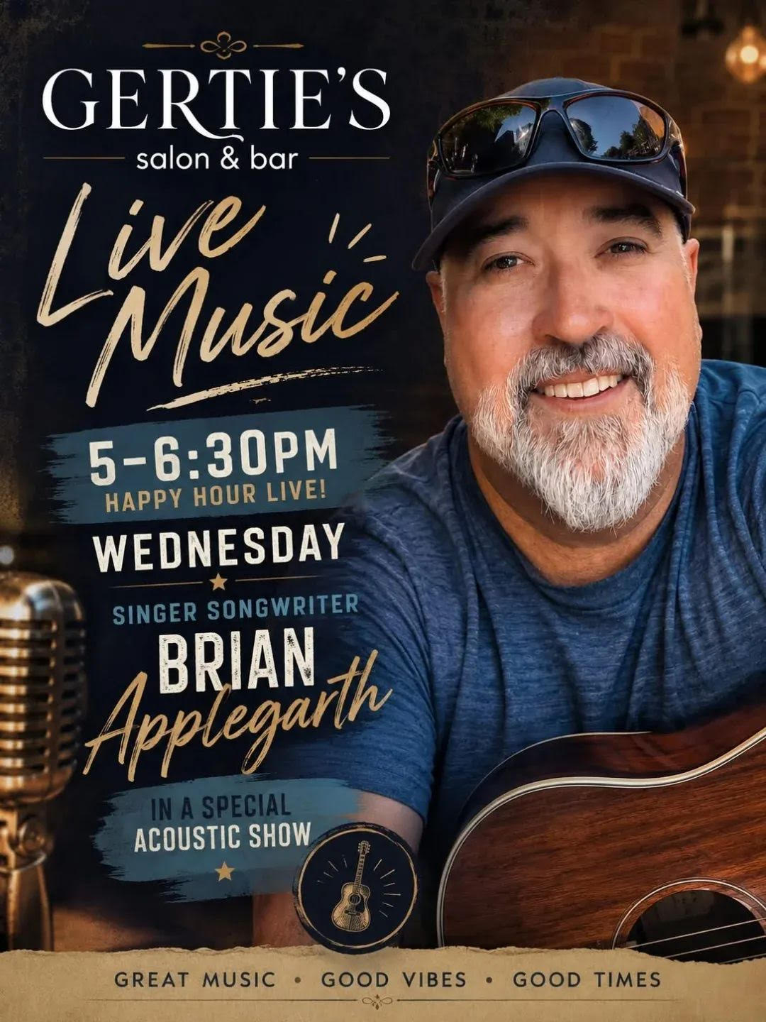Gertie's live music poster featuring Brian Applegarth